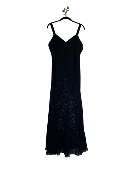 Vintage R&M Richards Maxi Dress Blue Beaded Evening Wedding Cocktail - Picture 5 of 8